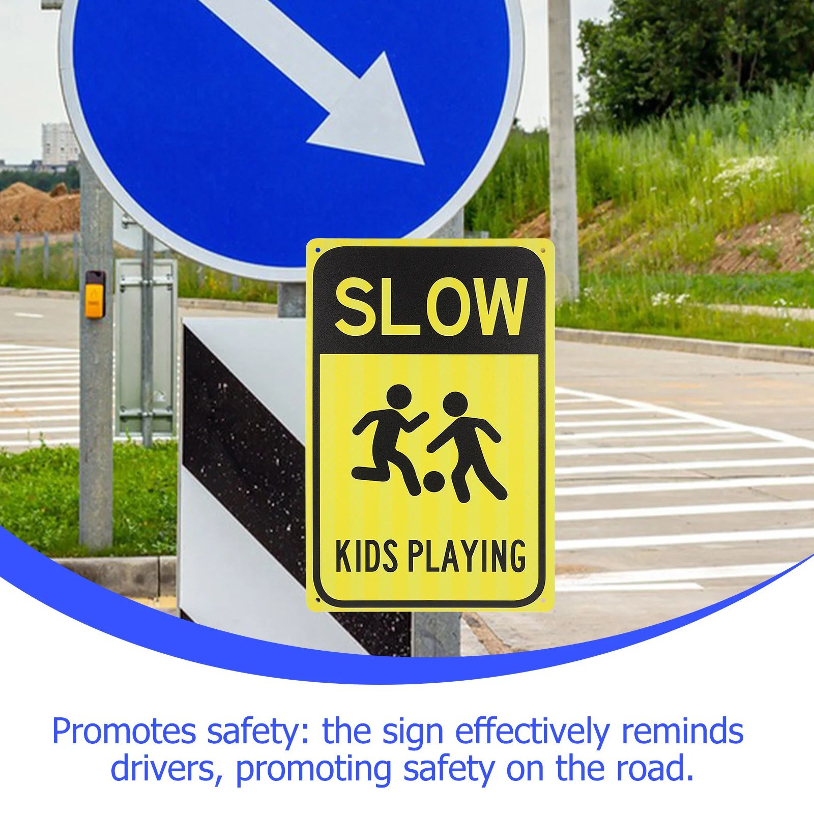 Street Sign Slow Down Play Caution Durable Sign Traffic Safety Warning Convenient Street Signs