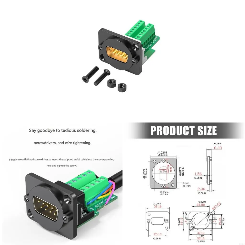High Conductivity DB9Pin HDB15 VGA Panel Module With Thick Copper Pins And Mounting Holes 896C