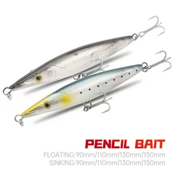 Floating Sinking Pencil Bait 90mm/110mm/130mm/150mm Topwater Wobblers Hard Lure Walking-dog Action Long Casting For Pike Bass