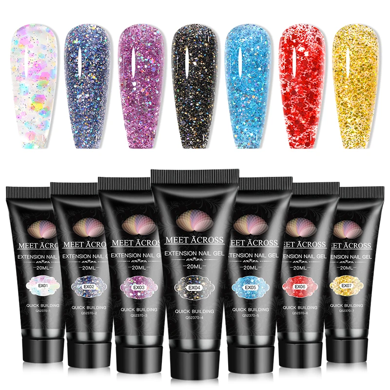 MEET ACROSS Verlängerung Nagel Gel Polnisch Set Acryl Kristall Gebäude Voll Polygel Für Nägel Kit UV Lack Nail art Maniküre Set