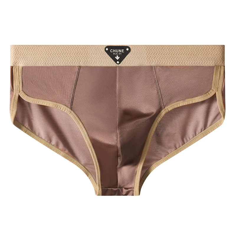 3-pack luxury ice silk satin men's briefs youth sports men's underwear breathable fashionable briefs solid color cool underpants