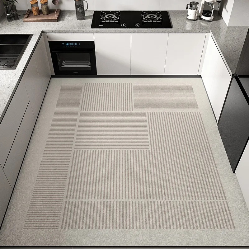 Kitchen Carpet Waterproof and Oil-proof Wash-free Floor Mat Can Be Cut To Large Size Rug PVC Leather Home Decoration Foot Mat