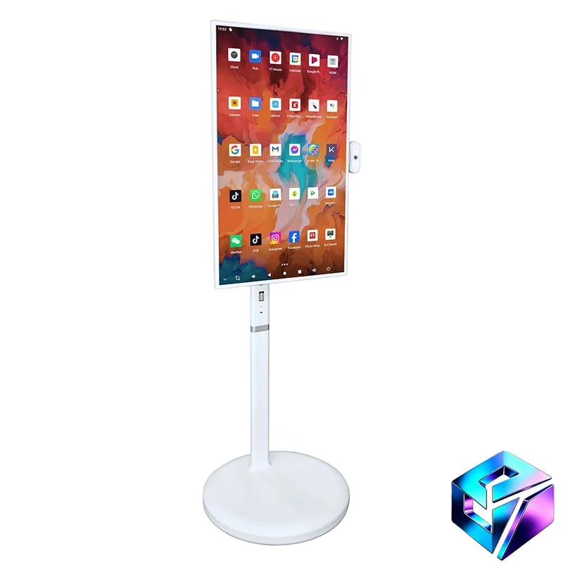 32 Inch Indoor Android Touch Screen Digital Signage Floor Standing Portable Smart TV For Shop Mall Advertising
