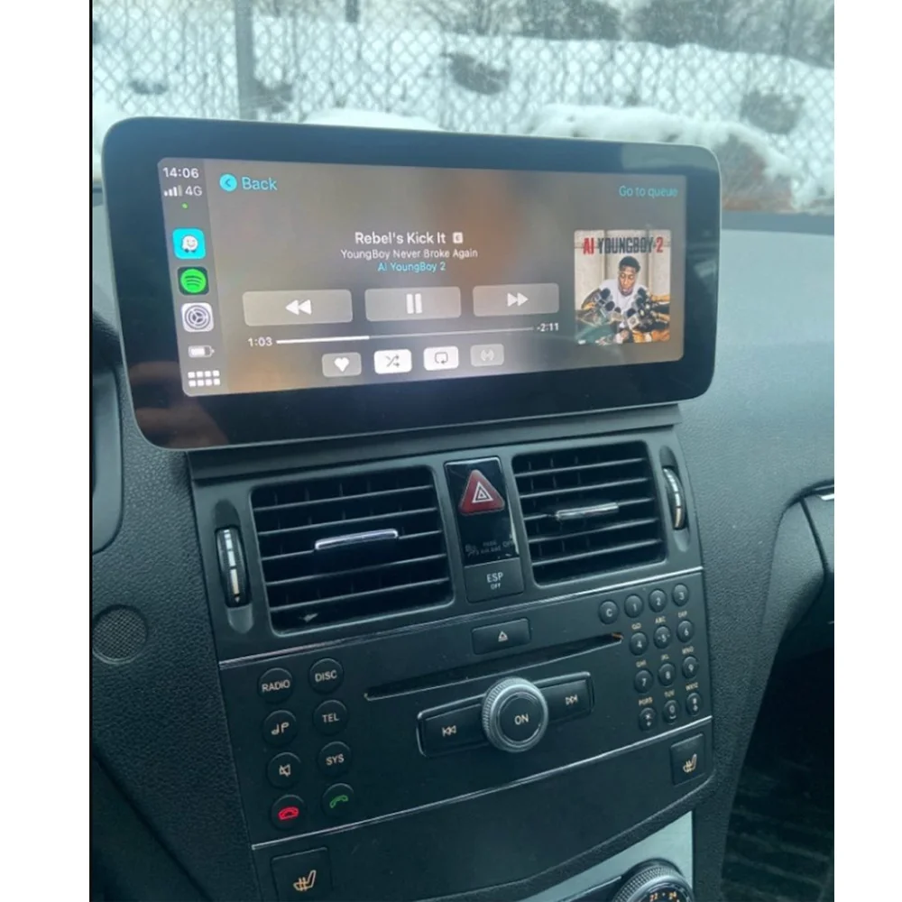 Linux-systeem voor Mercedes Benz C-Klasse W204 C200 2008-2010 autoradio draadloze CarPlay Android Auto Airplay Blacklight scherm