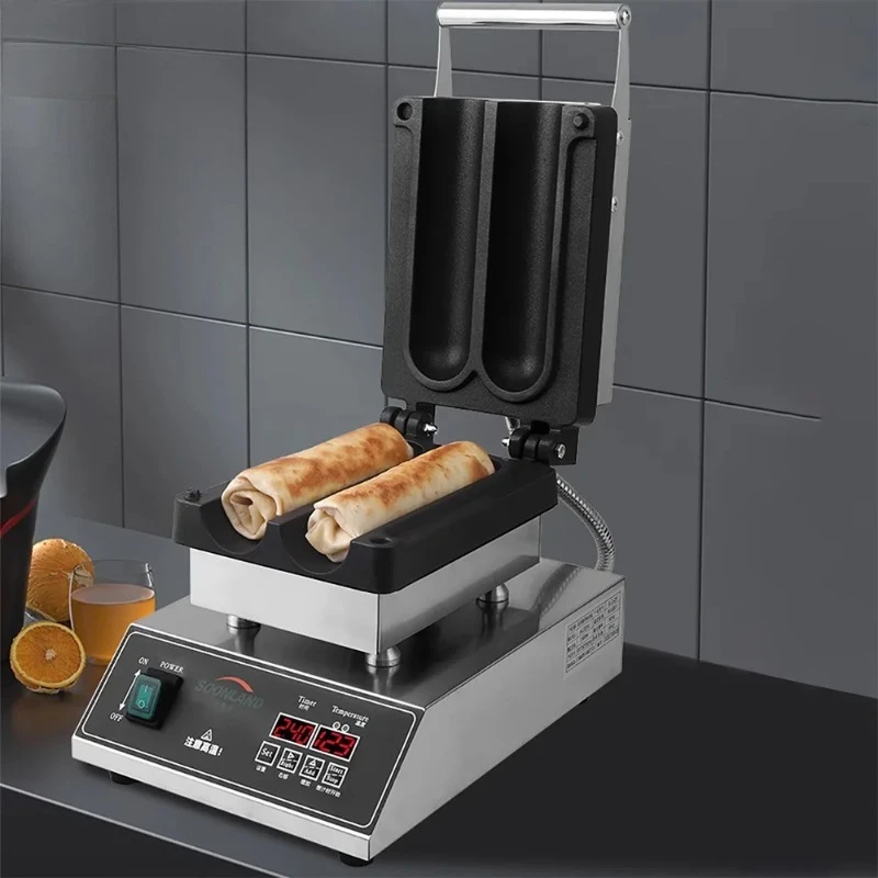 Digital 2PCS Mexico Chicken Rolls Maker 1500W Chicken Rolls Waffle Maker Non-Stick Chicken Wrap Toaster Grasping Pancaker