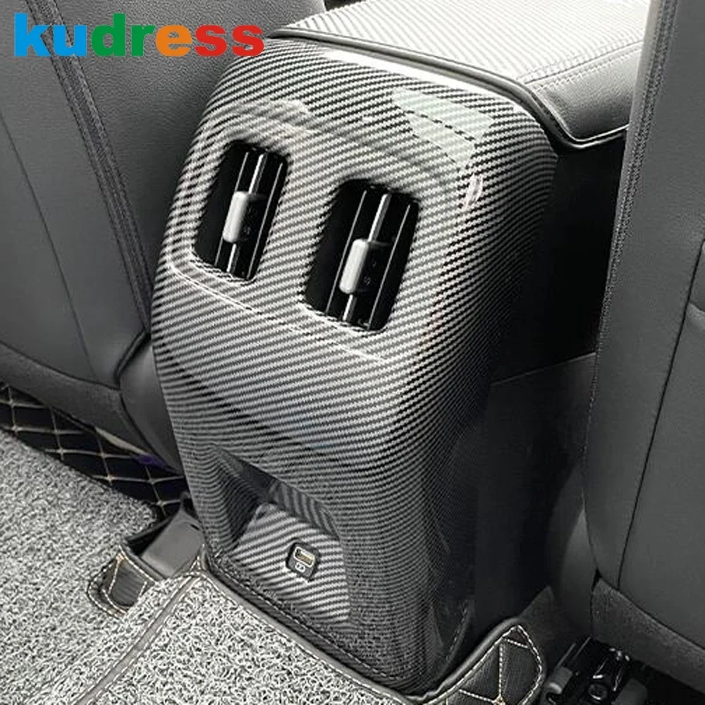 Car Armrest Box Rear Air Condition Vent Outlet Cover Trim For Hyundai Tucson NX4 2021-2024 Carbon Fiber Interior Accessories