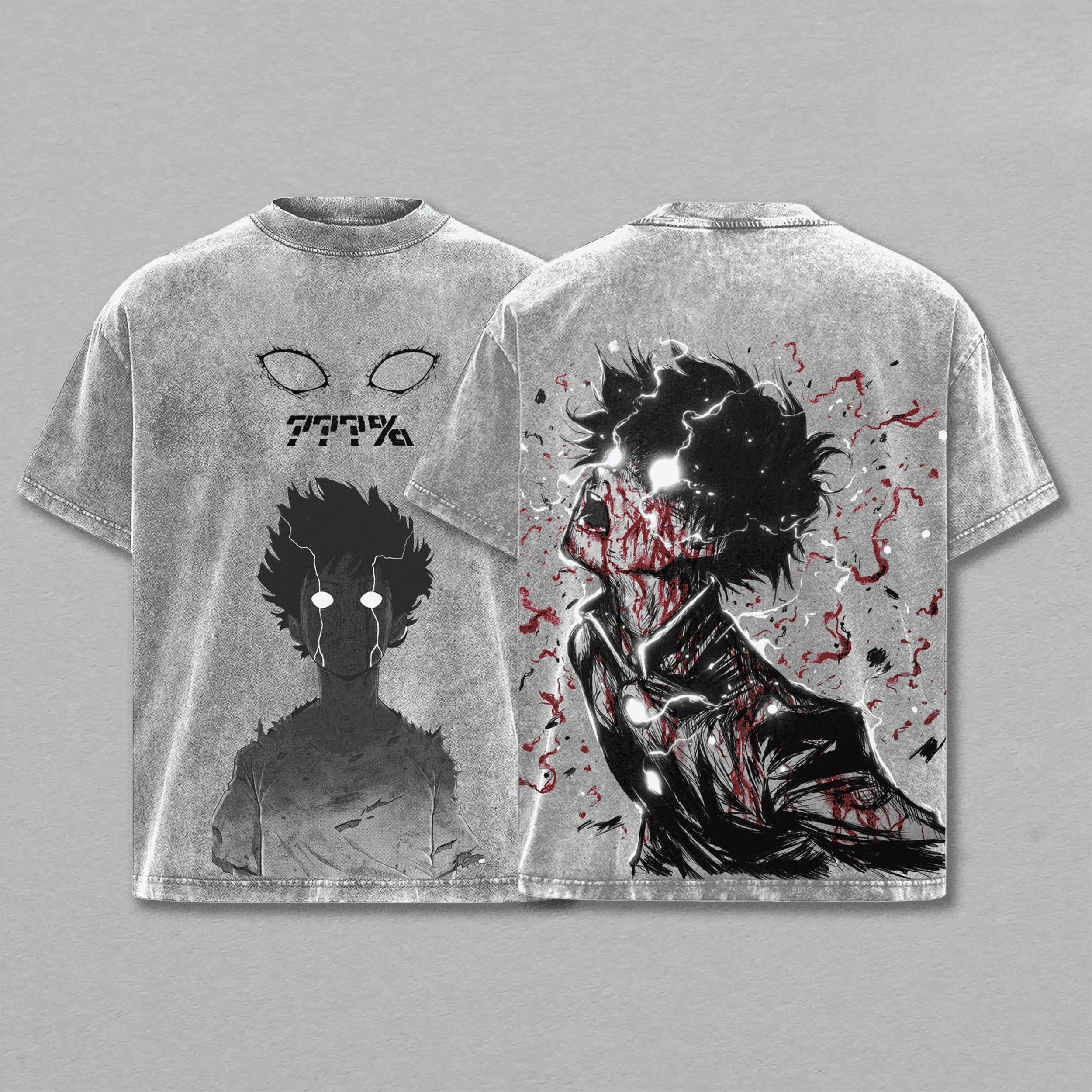 Mob Psycho 100 Anime T-shirt For Men Women Clothing Vintage Washed Oversized Tshirt Summer Short Sleeve Casual Cotton Tees Tops view 2