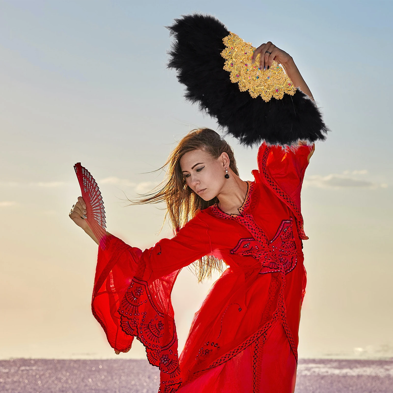 

Handheld Plumage Fan For Women Bridal Party Decor Stage Wedding Masquerade Performance Prop Decorative Fan