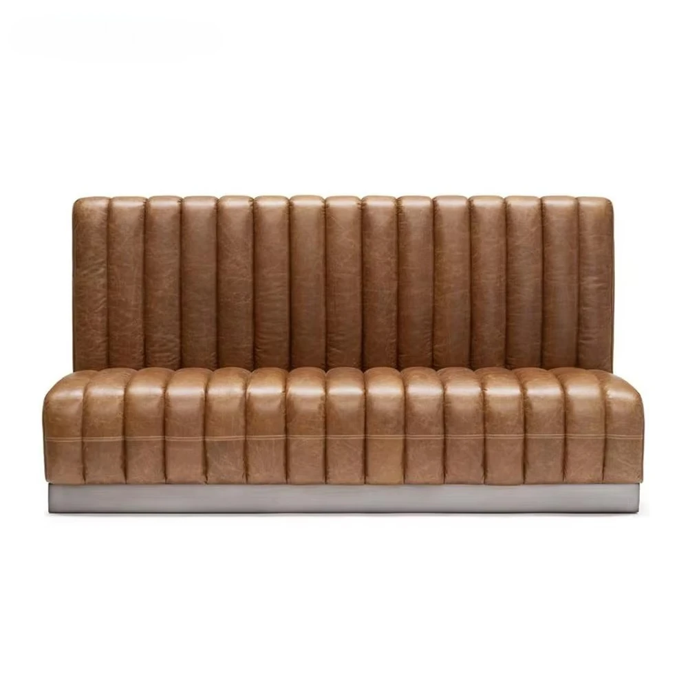 Customizable on both sides Super back-to-back restaurant booth seats Vintage brown leather booth Club cafe sofa