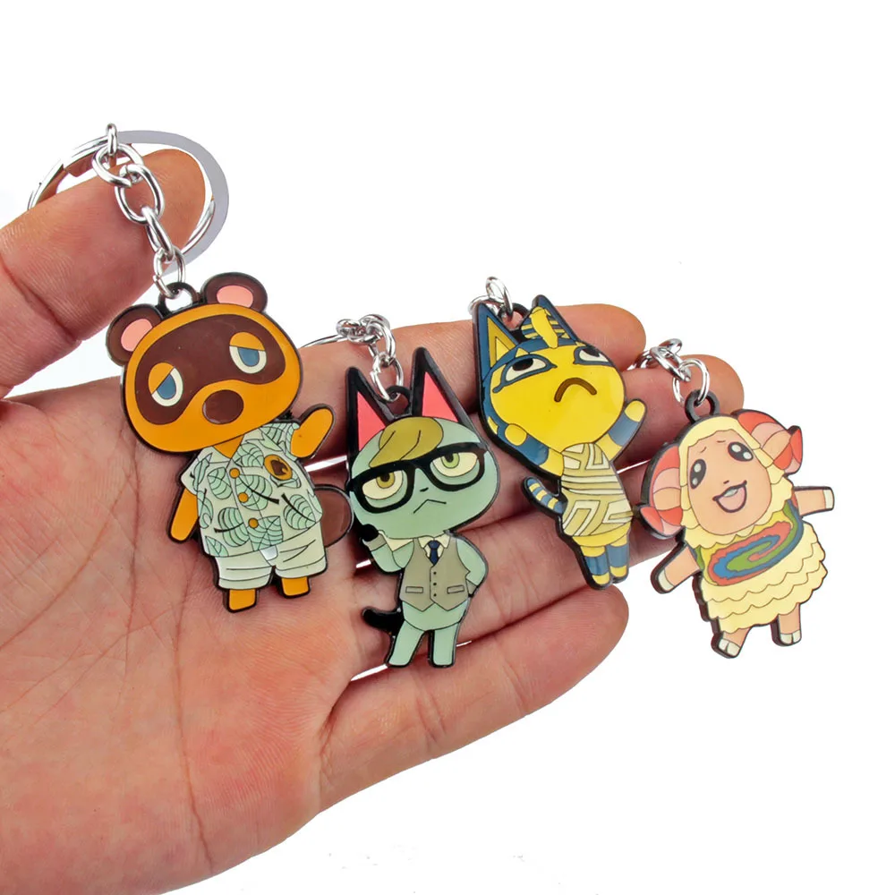 Anime Animal Crossing Enamel Keychain for Men Women Cartoon Charactor New Horizons Pendant Key Ring Fans Car Bag Decor Jewelry