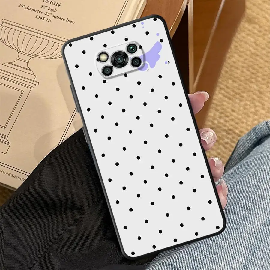 Black Polka Dots Funda Phone Cover Case for Xiaomi Poco F8 F1 C61 C50 M3 M4 M7 C75 F3 M5 X3 X4 X5 X7 Pro C71 view 5