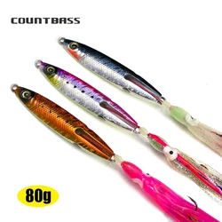 Countbass 3pcs 80g 2.8oz Inchiku jigs with octoups assist hook, Squid Jigging, Glow Saltwater fishing lures, Bottom Snapper Jigs