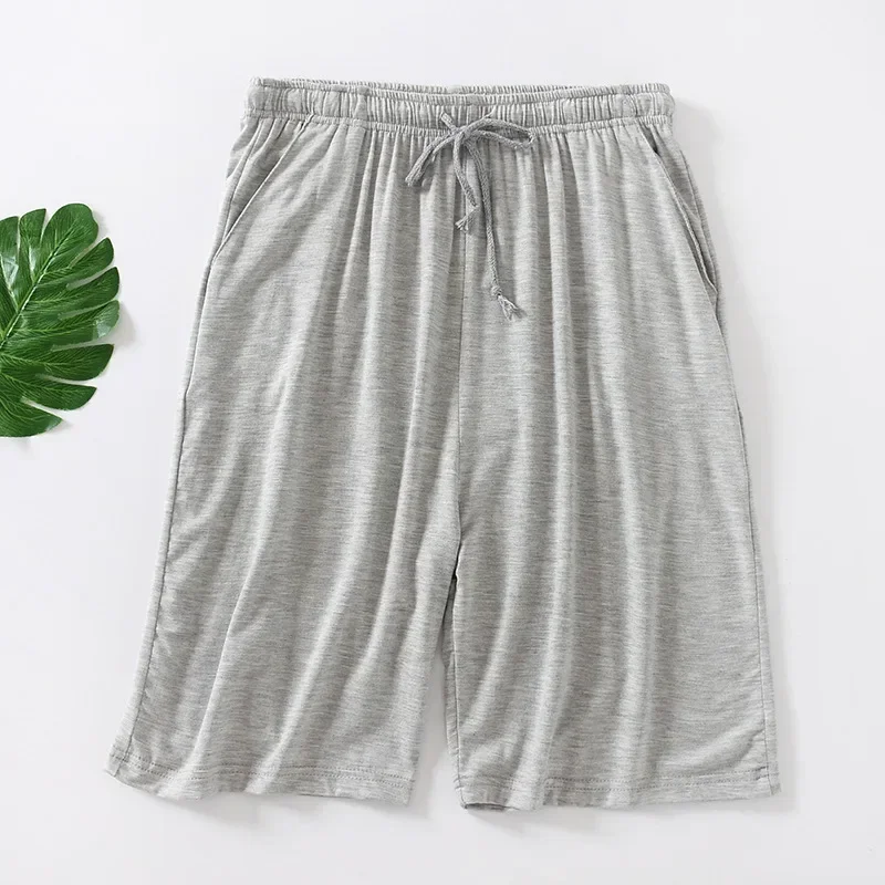 Modal Mens Beach Shorts Summer Thin Loose Casual Five Point Pajama Pants Large Size