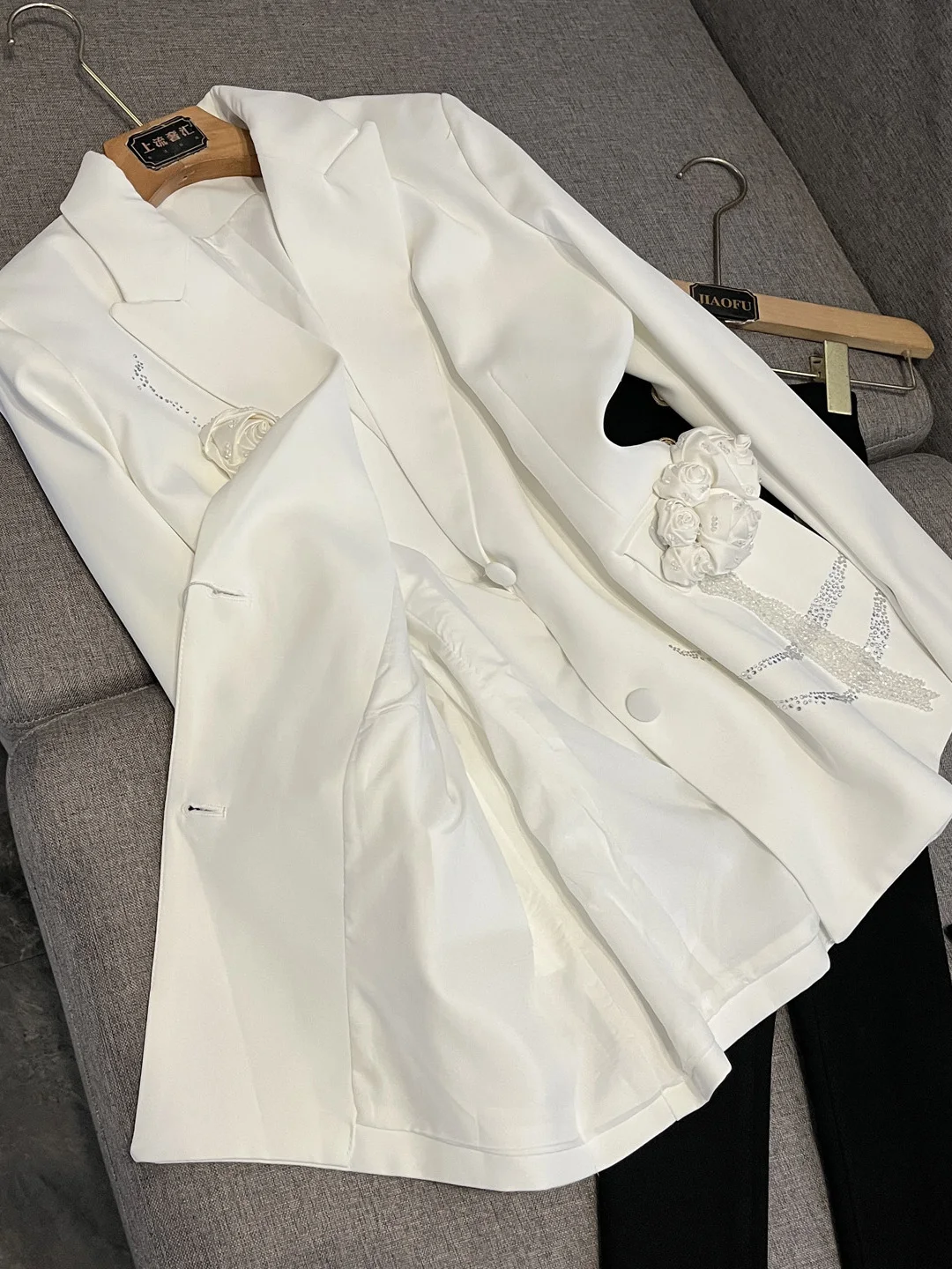 Slim Fit Pure Color Floral 3D Printed Women's Suit Jaet Winter 2025 New Arrival Ele Sle European Faion Workwear