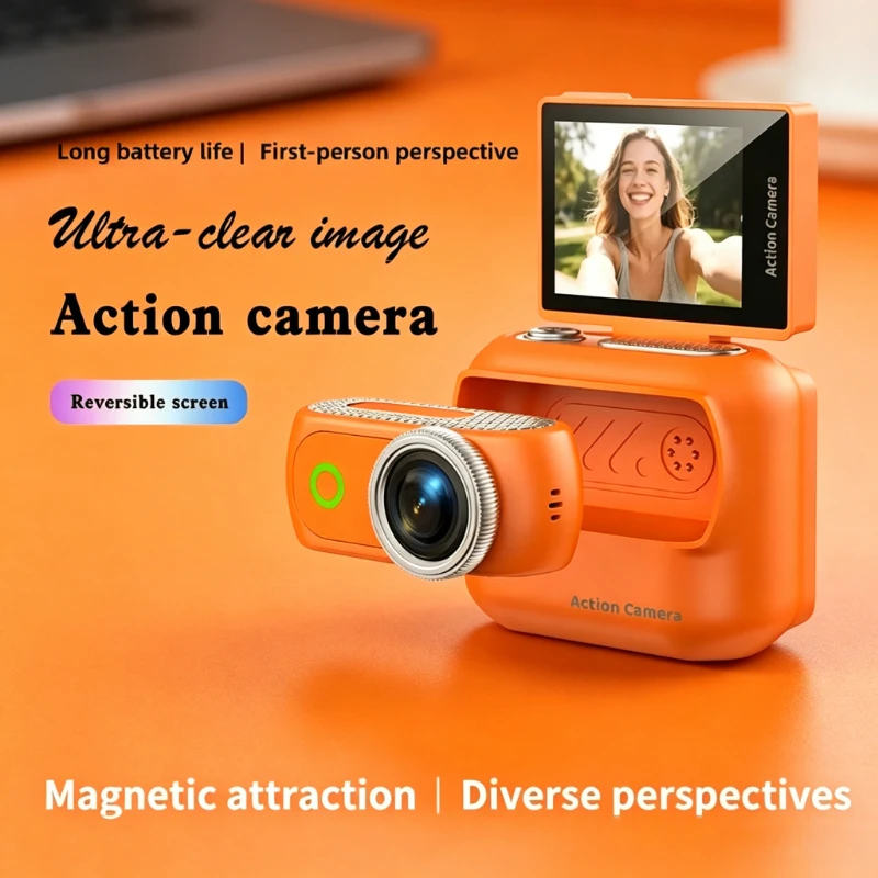 

Portable Magnetic Mini Camera Flip Screen WiFi Real-Time Transmission Ultra-High Definition Sports Camera for Sports Vlogging