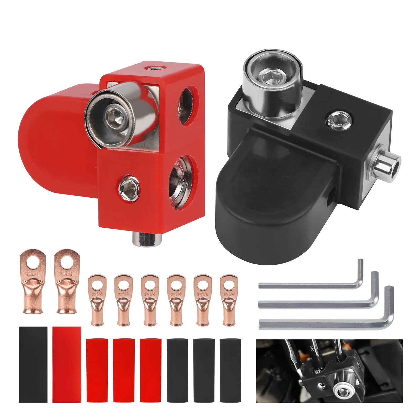 

Positive Negative Battery Terminals Brass 1X0/2/4 Gauge & 1X4/8 Gauge Outputs Top Side Mount Adaptor Collar For Auto Marine Boat