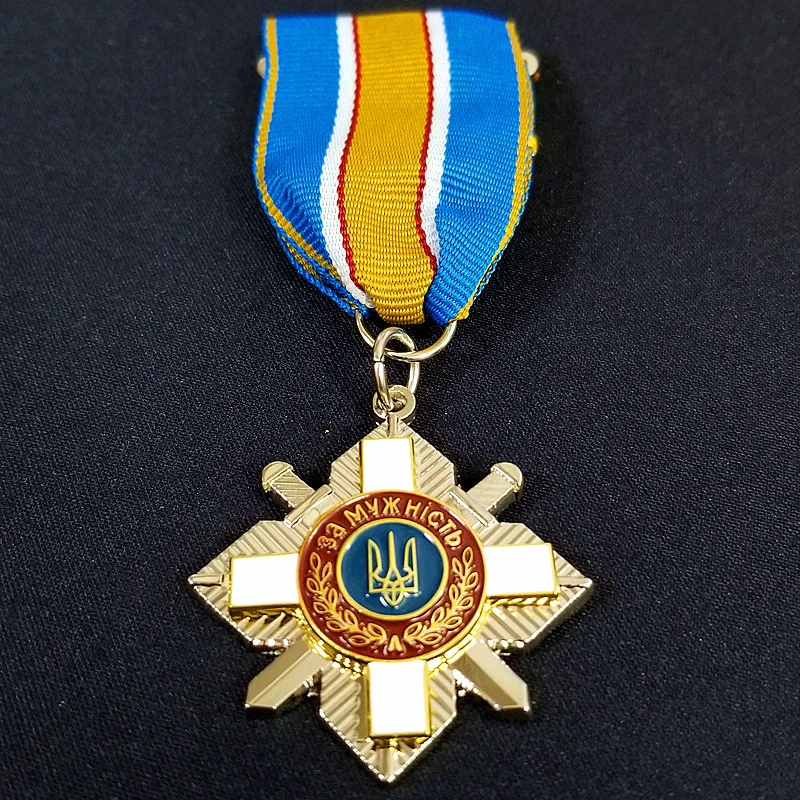 1PC Ukraine Cross Metal Badge Copy Metal Badges Uniform Accessories Photography Props