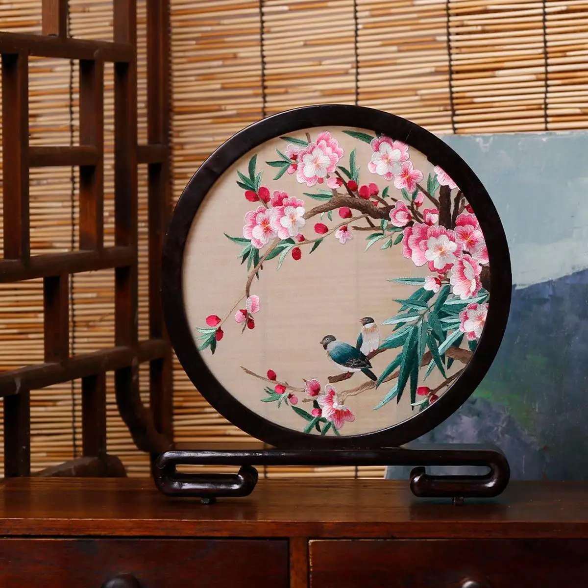 Embroidery ornament desktop screen intangible cultural heritage gift decoration table double-sided embroidery business souvenir