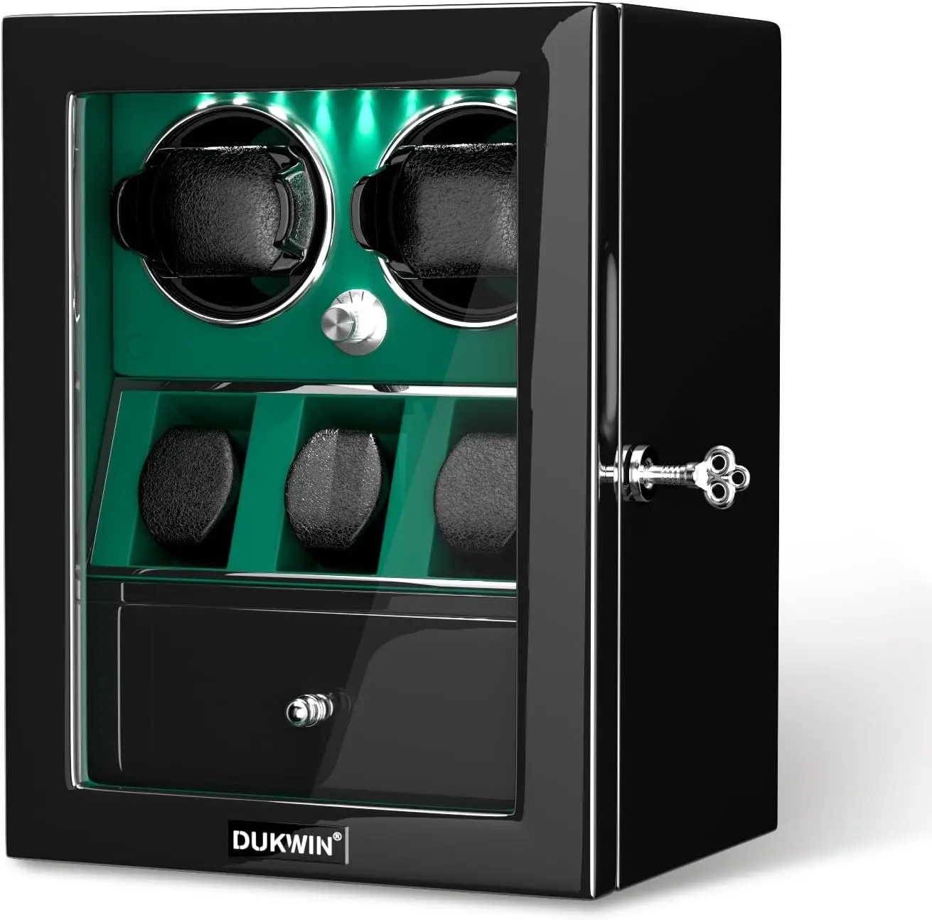 

Watch Winder for 4/6/8 Automatic Watches, Lockable with Storage, Quiet Motor, LED Light