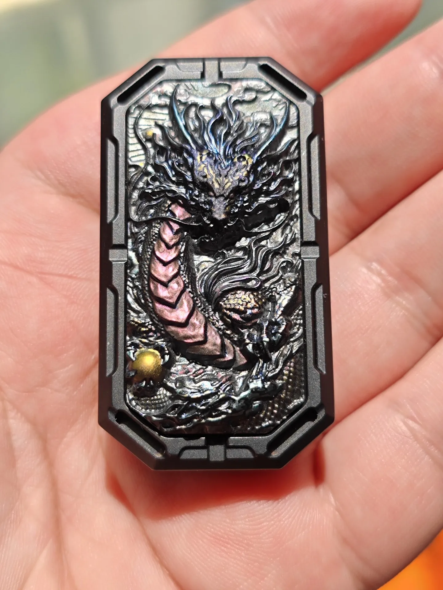 Used EDC Liu Chu Zirconium Color Dragon and Phoenix Rules Push Brand Edc, Zirconium Color Dragon and Phoenix Patch