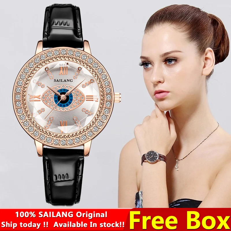 100 % Original SAILANG Uhr für Herren, wasserdicht, Sport, modisch, Lederarmband, schwarz,