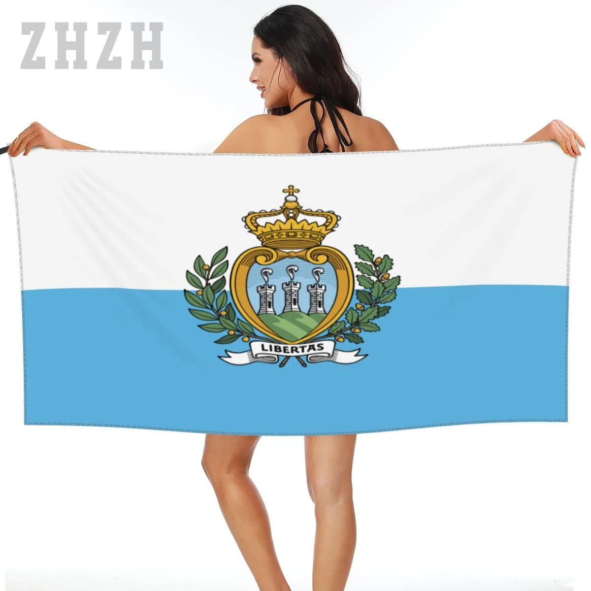 More Design San Marino Flag Emblem Bath Towel Quick dry Microfiber Absorbing Soft Water Breathable Beach Swimming Bathroom