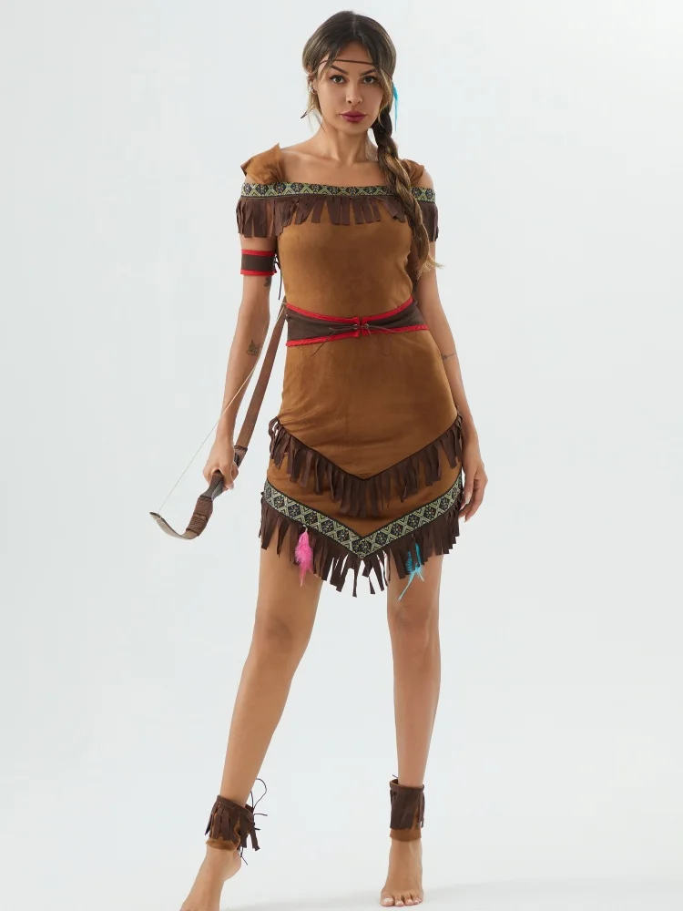Nuevo estilo Tribal Archer Cosplay disfraces traje princesa india nativa mujer Cosplay vestido de fiesta ropa trajes cazadora