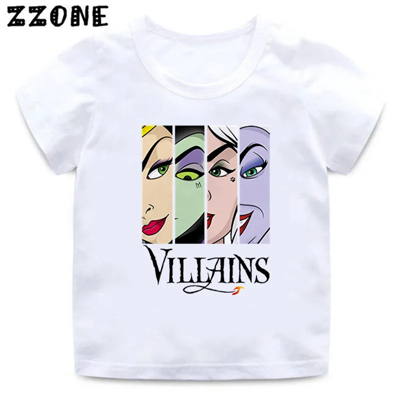 Villain Maleficent Evil Queen Print Cartoon Kids T-Shirts Girls Clothes Baby Boys Short Sleeve T shirt Summer Children Tops