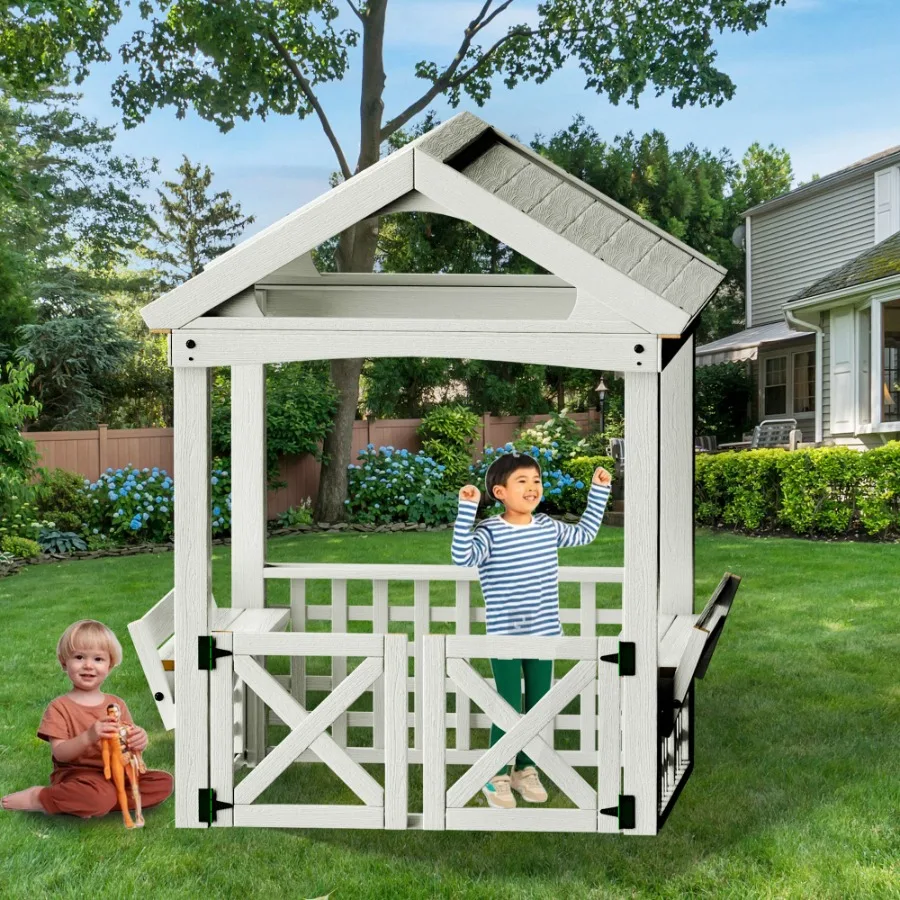 

Outdoor Playhouse for Wooden Playhouse Backyard Playhouse with bench and door