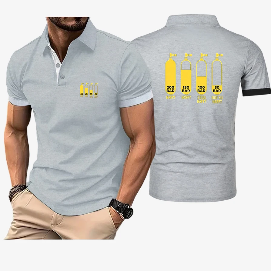 Scuba Diving Diver Tank-Pressure 200Bar Solid color polo shirt ultra-light men's quick-drying breathable sweat-wicking T shirt