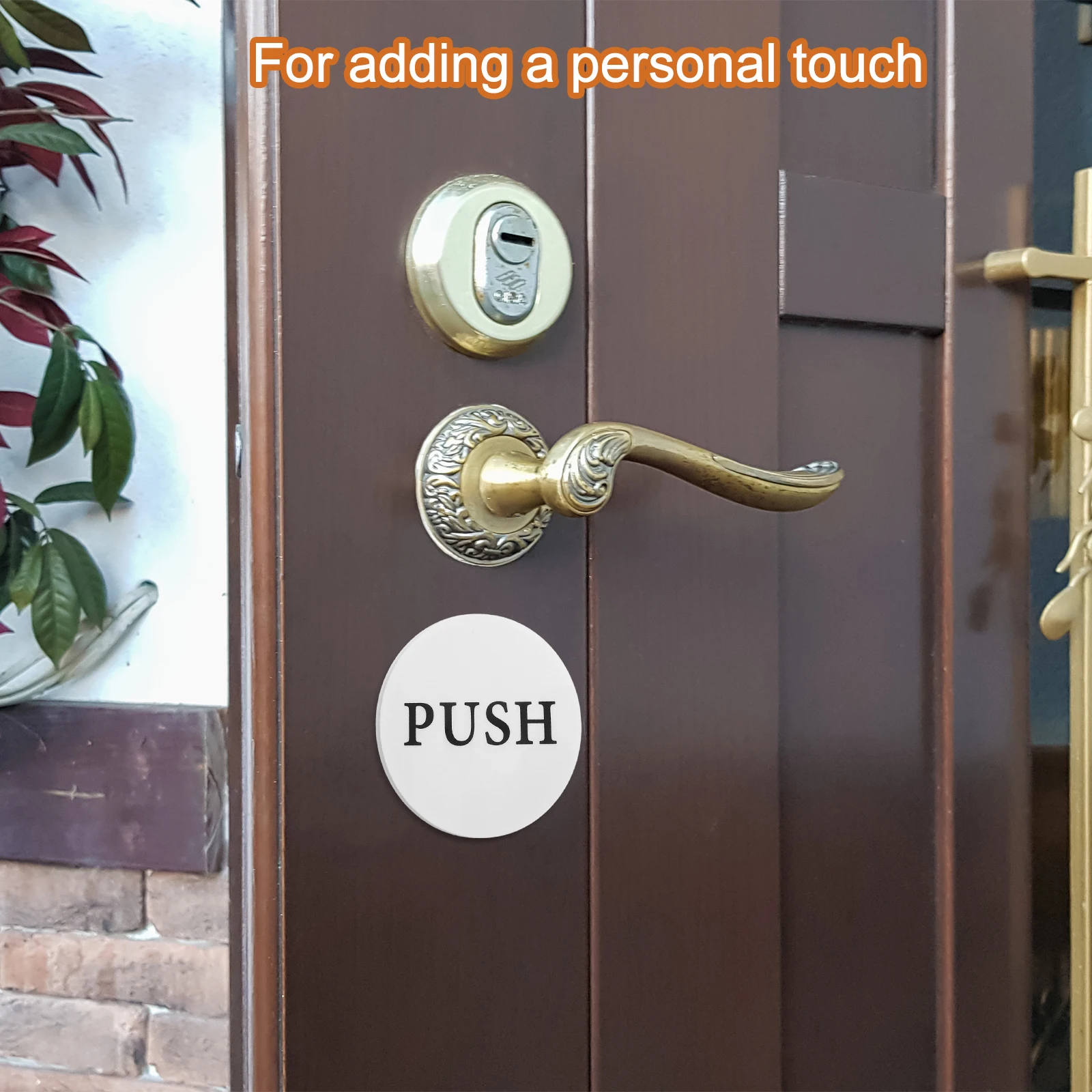 

2pcs Self-Adhesive Acrylic Push Pull Door Sign For Cafes Round Removable Glass Door Sticker Office Commercial