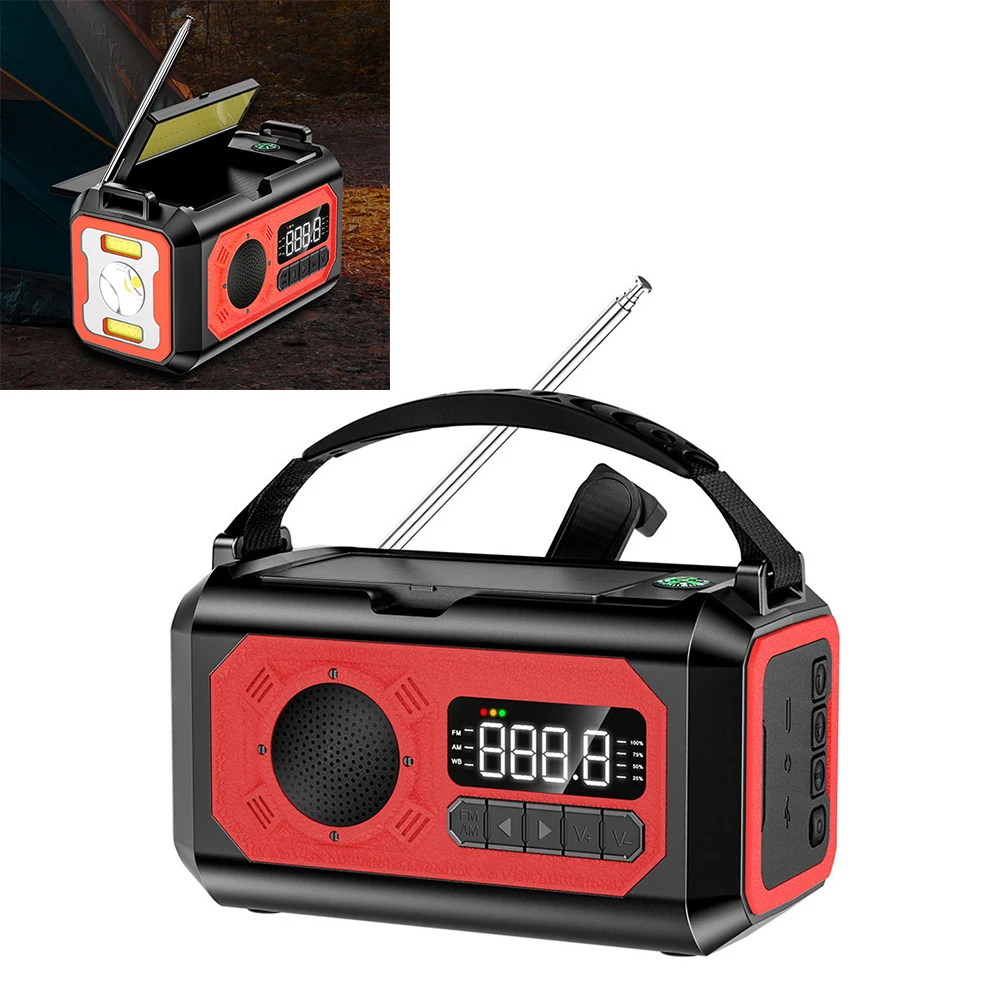 

12000mAh Portable Emergency Radio Power Bank AM/FM/NOAA Weather Radio Flashlight Solar Hand Crank SOS Alarm for Outdoor Survival
