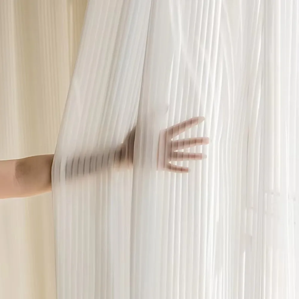 Soft Chiffon White Tulle Curtains Transparent 100*200cm Blinds Style Curtains Breathable Solid Color Privacy Sheer Curtain