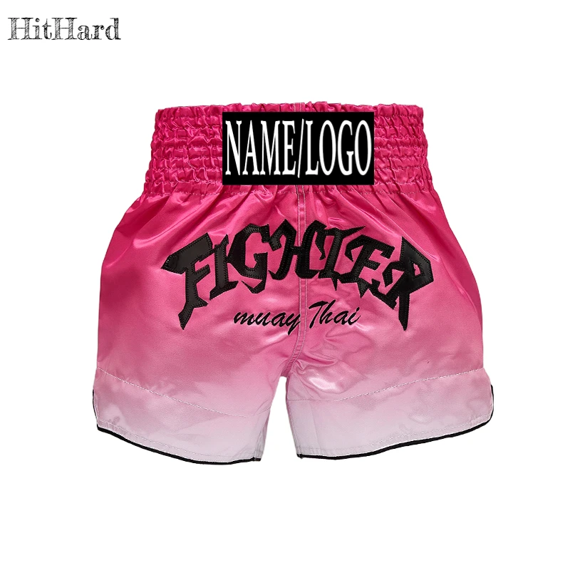 الملاكمة التايلاندية السراويل شعار مخصص التايلاندية الملاكمة السراويل الرجال النساء الاطفال شخصية اسم جيوجيتسو MMA القتال كيك بوكسينغ التدريب السراويل #4