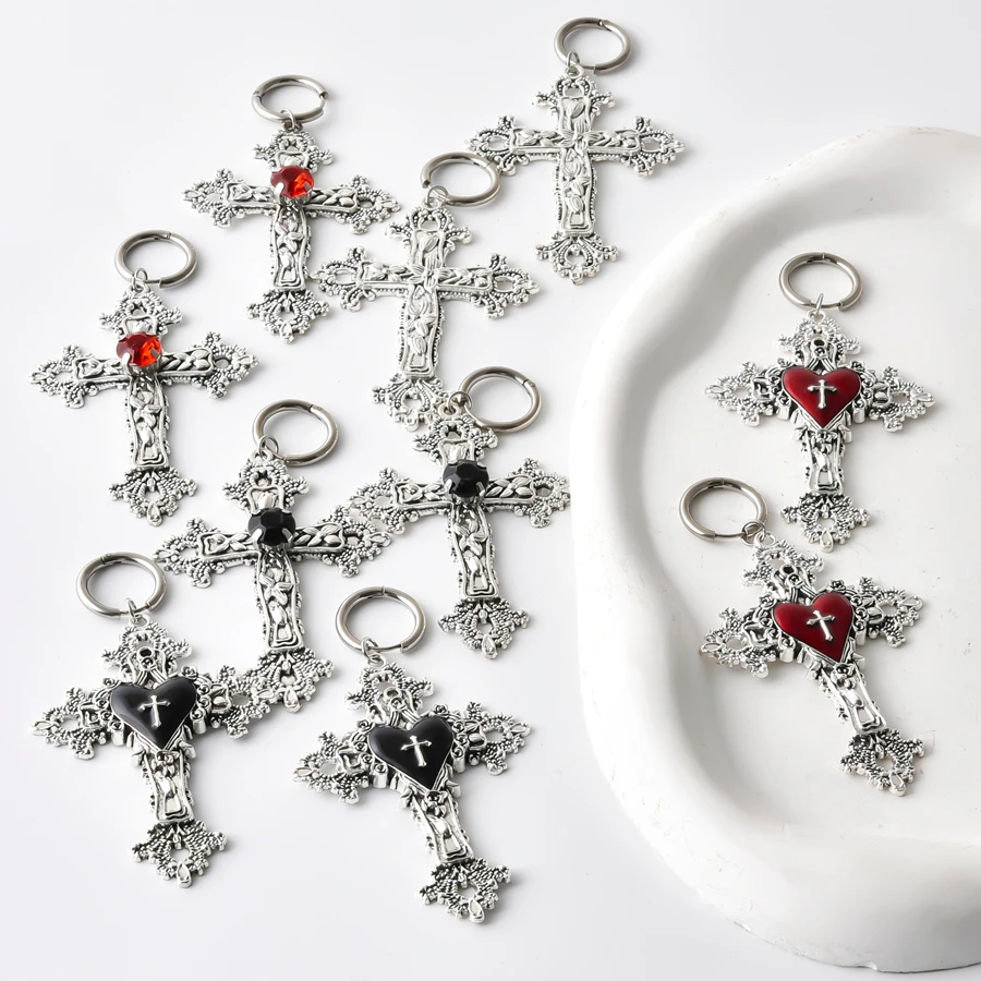 Picture 5: Gothic  Flower Large Cross Y2K Women Hoop Earrings Halloween Witchcraft Crucifix Ear Aretes Aesthetic Boucle Oreille Jewelry