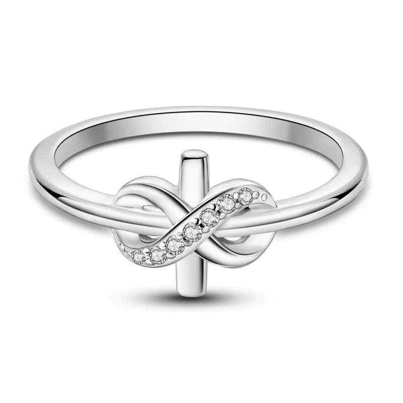 

Original 925 Sterling Silver Infinite Cross Ring For Women Girls Jewelry Birthday Anniversary Gifts