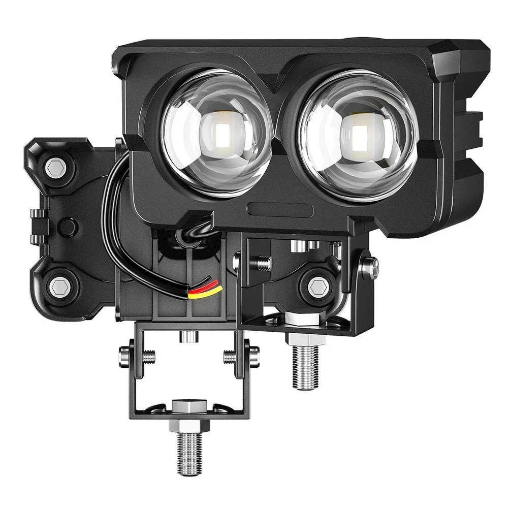 Motorradleuchte 12–80 V, 2 Lichter, 20 W, zweifarbig, kleine Stahlpistole, externer Scheinwerfer, Scheinwerfer, modifizierte Arbeitsleuchten