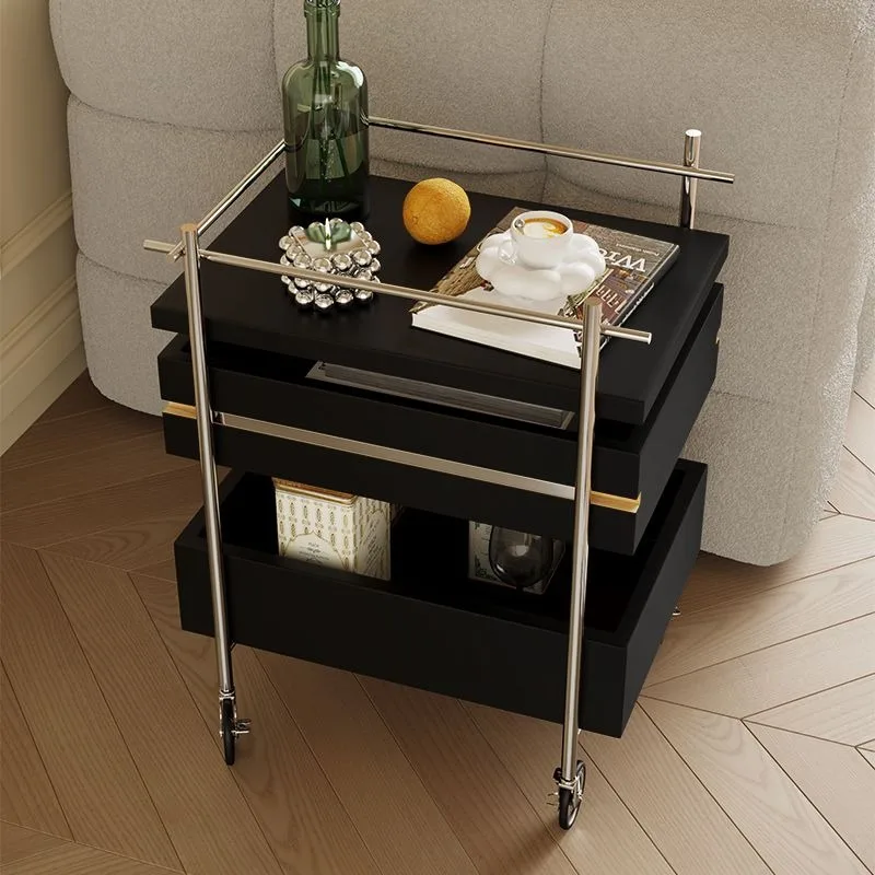 Second-hand Stainless Steel Trolley Storage Storage Mobile Retro Simple Living Room Side Table Dried Fruit Rack Bedside Table