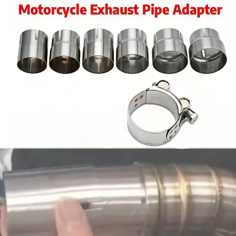 Motorrad-Auspuffrohr 52/58/62/64MM Umrüstung 51MM Öffnung Konverter Adapter Reduzierstück Schalldämpfer-Anschluss mit Befestigungsring