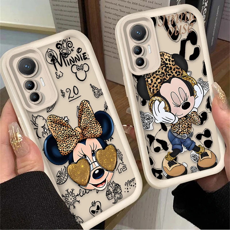 Case For Xiaomi Poco X7 X6 F6 F5 X5 X3 NFC F3 M6 Pro 4G Mi 13 12 11 Lite 5G 14 13T 12T 11T 14T Pro Leopard Print Disney Minnie