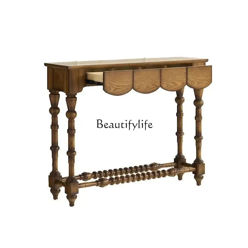 

ls 04 American retro solid wood entry foyer decorative cabinet living room wall rack