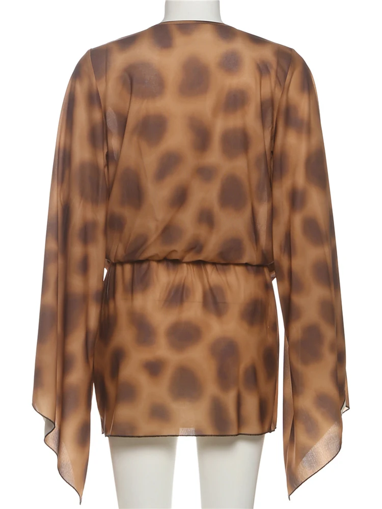 Nibber Print Fashion Patchwork Dress Women Autumn New Trend Swing Collar Full Sleeve High Street Wild Style Hipster Mini Bodycon