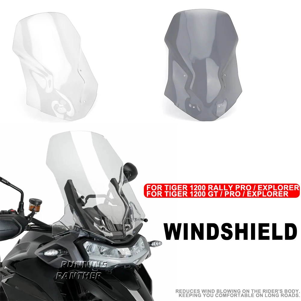 

New Smoke Gray Motorcycle Windshield For Tiger1200 GT Pro/GT Explorer/Rally Pro 1200GTPro 1200GT Explorer 2022-2024