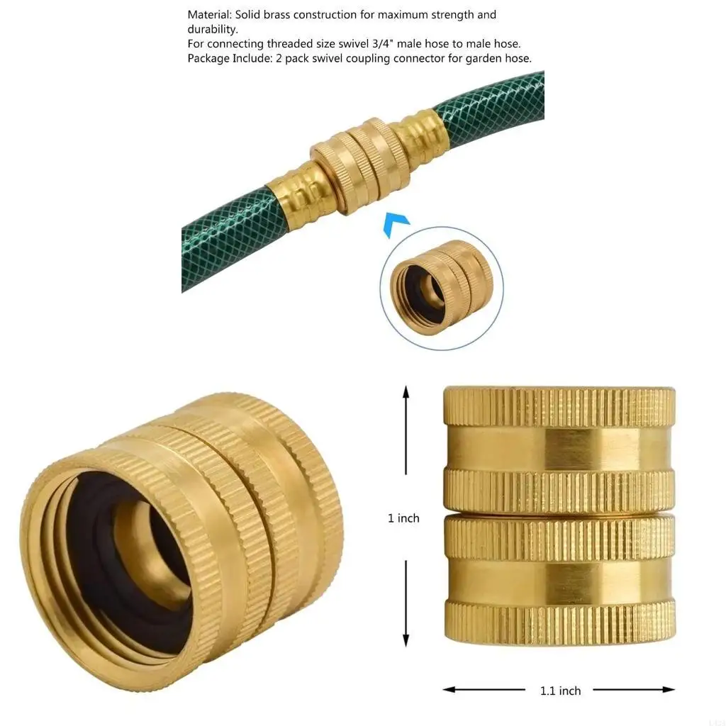 L43A 3/4inch Brass Garden Hose Nozzle Connectors Two-way Female Female Connectors