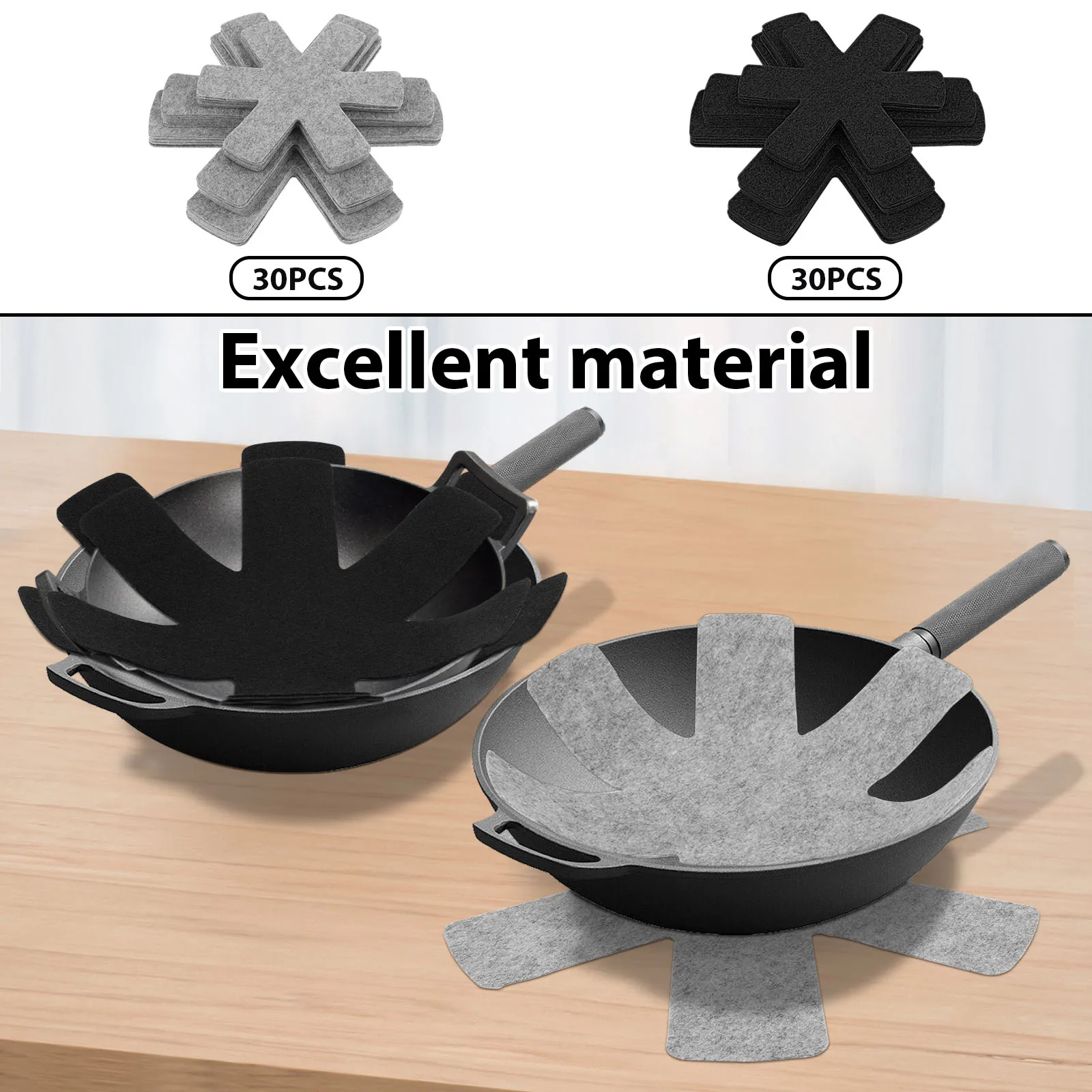 

30 шт., защитные пленки для кастрюли, антипригарная защита для сковороды, предотвращающие царапины, отдельные защитные поверхности для посуды, кухонный инструмент