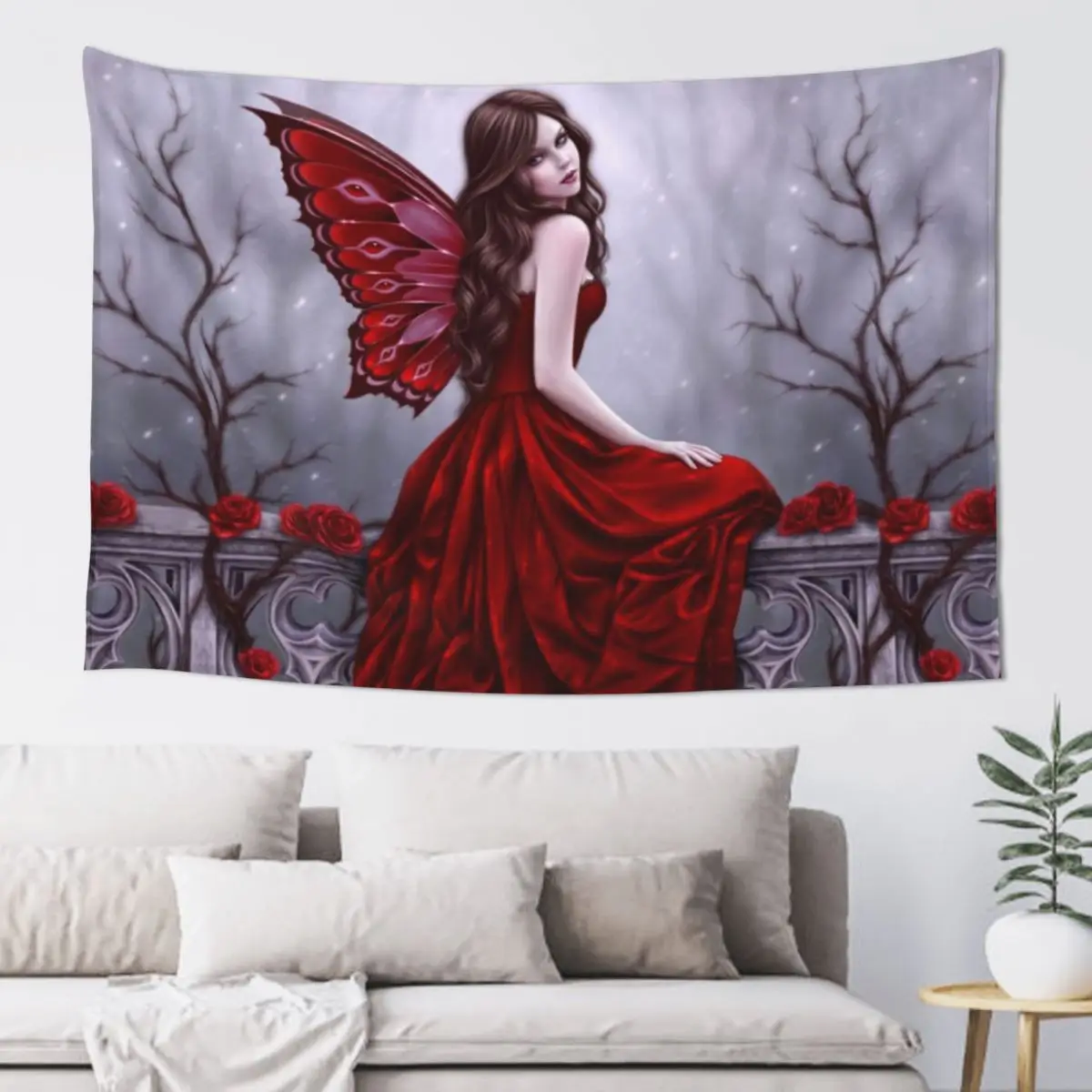 

Winter Rose Butterfly Fairy Tapestry Living Room Decoration Aesthetic Room Decor Korean Room Decorations Aesthetics Tapestry