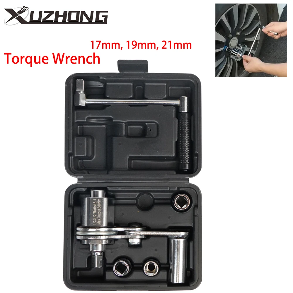 

1Set 1/2" 17mm 19mm 21mm Torsional Torque Multiplier Wrench Lug Nut Remover Type Auto Tire Disassembly Repair Tool Kits