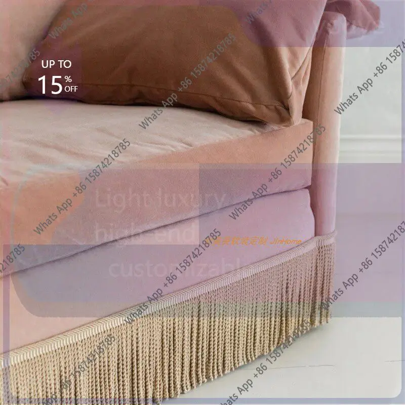 grE Rt - Tapete de Terciopelo Francés Retro Color Rosa Raíz de Loto con Flecos, Diseño Americano Personalizado y Creativo para Apartamentos Pequeños, Doble/Triple, Simple, Talla S