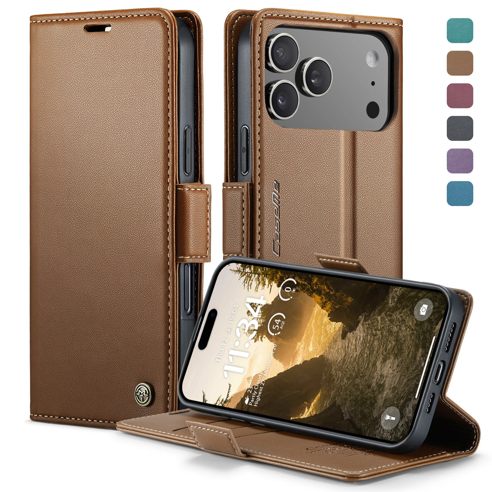

Luxury Retro Case for Apple iPhone 17 Pro Max Air 16e Multiple Card Slots Stand Function Phone Cover for 15 Plus Leather Wallet