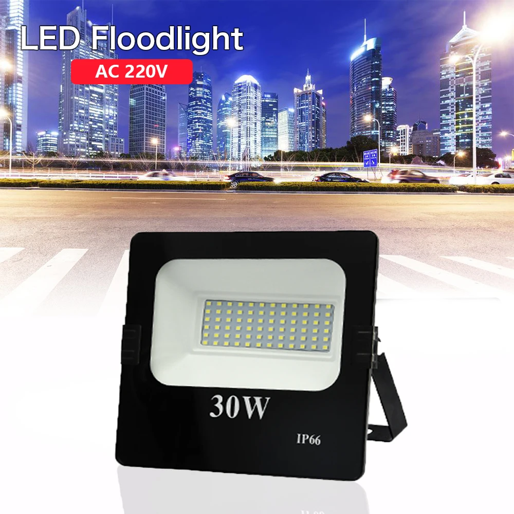 

LED Floodlight 30W Flood Light Waterproof IP68 Outdoor Garden Lighting Reflector Spotlight Street Gate Wall Lamp White Light